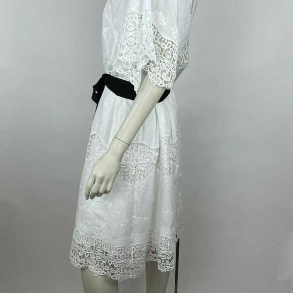 Ann Taylor Lace Belted Dress V-neck Lined Embroidered‎ Cotton Women 12 NWT $169 - Picture 13 of 14